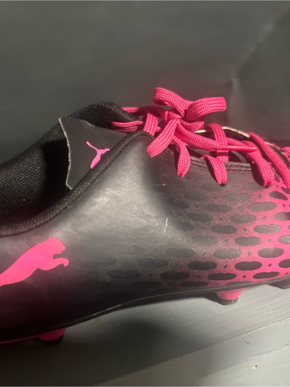 Puma Women's Black and Hot Pink Soccer Cleats